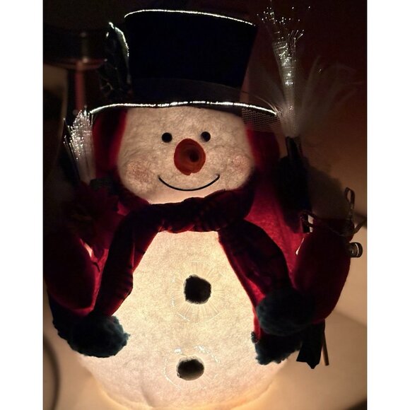 Fiber Optic Mr Snowball Snowman Light Changing Christmas w Broom 12” Vintage - Picture 6 of 8